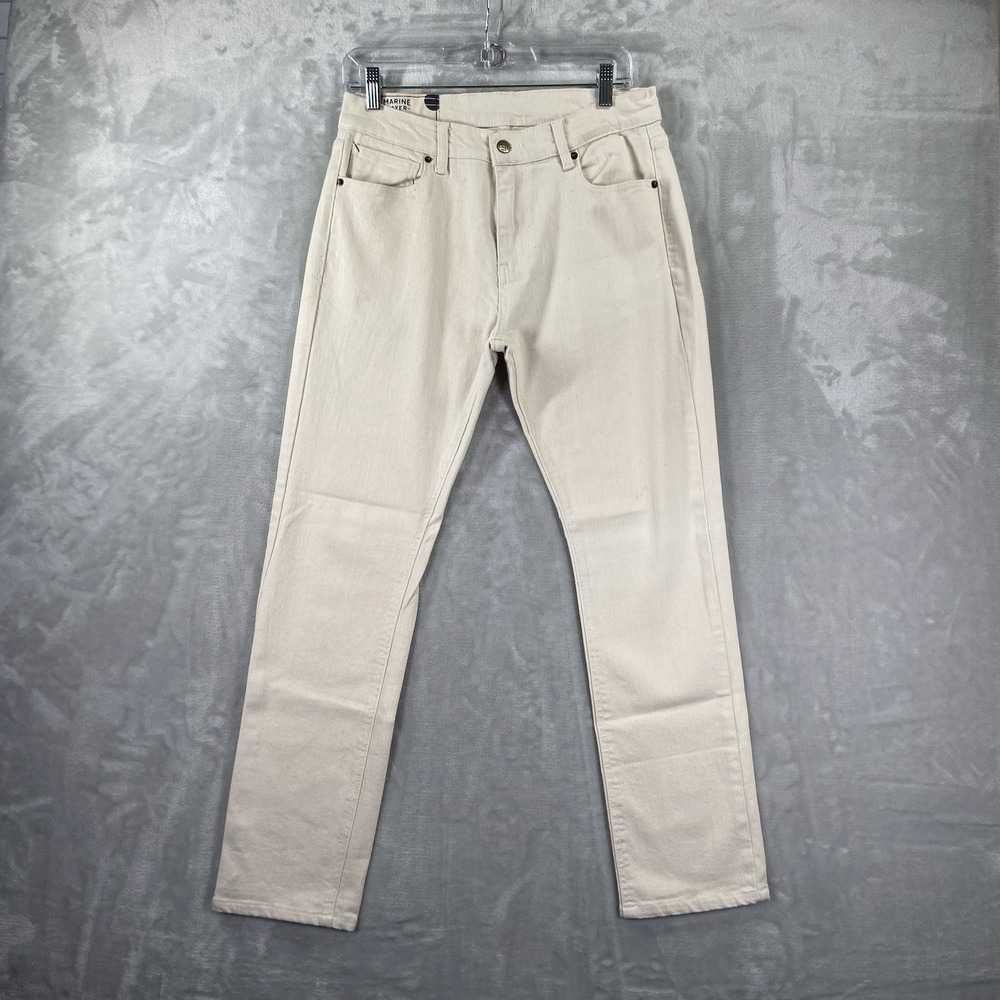Marine Layer Jeans men's 32x28 Original Slim Fit White Denim Stretch Cotton
